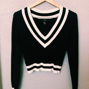Varsity Style Cropped Sweater.